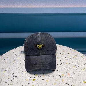 【AT12034】プラダデニムベースボールキャップ ウォッシュ加工デザイン ハイエンドファッション | Prada