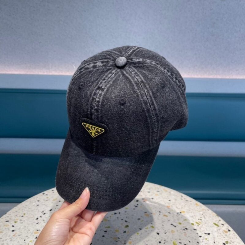 【AT12034】プラダデニムベースボールキャップ ウォッシュ加工デザイン ハイエンドファッション | Prada