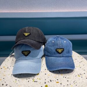【AT12034】プラダデニムベースボールキャップ ウォッシュ加工デザイン ハイエンドファッション | Prada