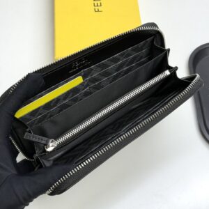 【AT13393】フェンディの高級トップグレイン牛革財布 - 贅沢なブラックデザイン | Fendi