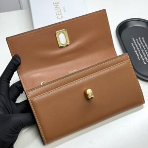 【AT13396】セリーヌのクラシックショートウォレット - エレガントなカウレザー製小銭入れ付き財布 | Céline