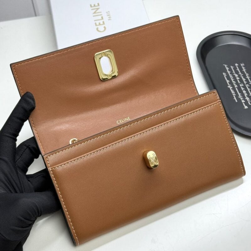 【AT13396】セリーヌのクラシックショートウォレット - エレガントなカウレザー製小銭入れ付き財布 | Céline