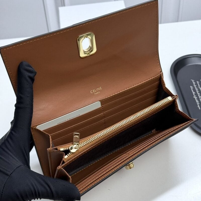 【AT13396】セリーヌのクラシックショートウォレット - エレガントなカウレザー製小銭入れ付き財布 | Céline