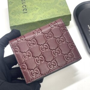 【AT13413】グッチの高級ラムスキン小財布、赤味かかった色味とダブルGロゴ、エレガントなファッションアクセサリー | Gucci Firenze
