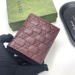 【AT13413】グッチの高級ラムスキン小財布、赤味かかった色味とダブルGロゴ、エレガントなファッションアクセサリー | Gucci Firenze