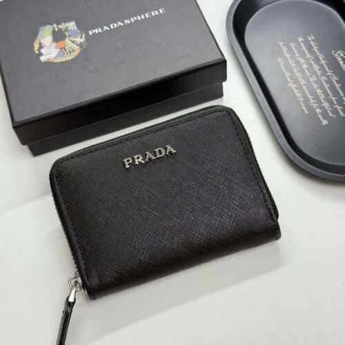 【AT13489】プラダ(PRADA) クロスグレイン仔牛革カードケース ブラックスタイル 質感滑らかな高級カードホルダー | Prada