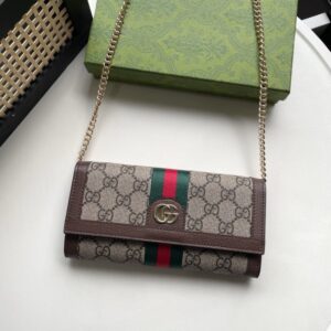 【AT13523】グッチ Gucci 高級レザー財布 モノグラム柄 多機能デザイン チェーン付きバッグ エレガントなカラー | Gucci Italy