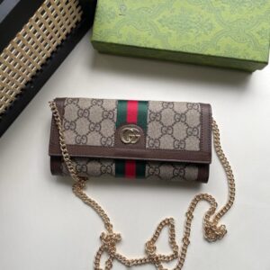 【AT13523】グッチ Gucci 高級レザー財布 モノグラム柄 多機能デザイン チェーン付きバッグ エレガントなカラー | Gucci Italy