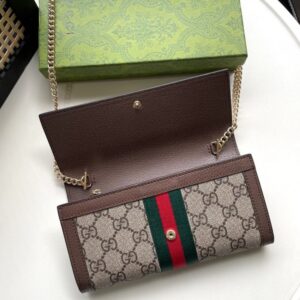 【AT13523】グッチ Gucci 高級レザー財布 モノグラム柄 多機能デザイン チェーン付きバッグ エレガントなカラー | Gucci Italy