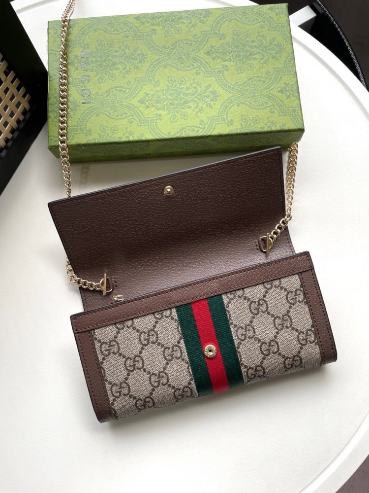 【AT13523】グッチ Gucci 高級レザー財布 モノグラム柄 多機能デザイン チェーン付きバッグ エレガントなカラー | Gucci Italy