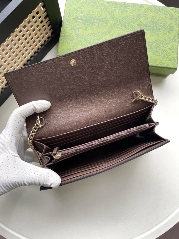 【AT13523】グッチ Gucci 高級レザー財布 モノグラム柄 多機能デザイン チェーン付きバッグ エレガントなカラー | Gucci Italy