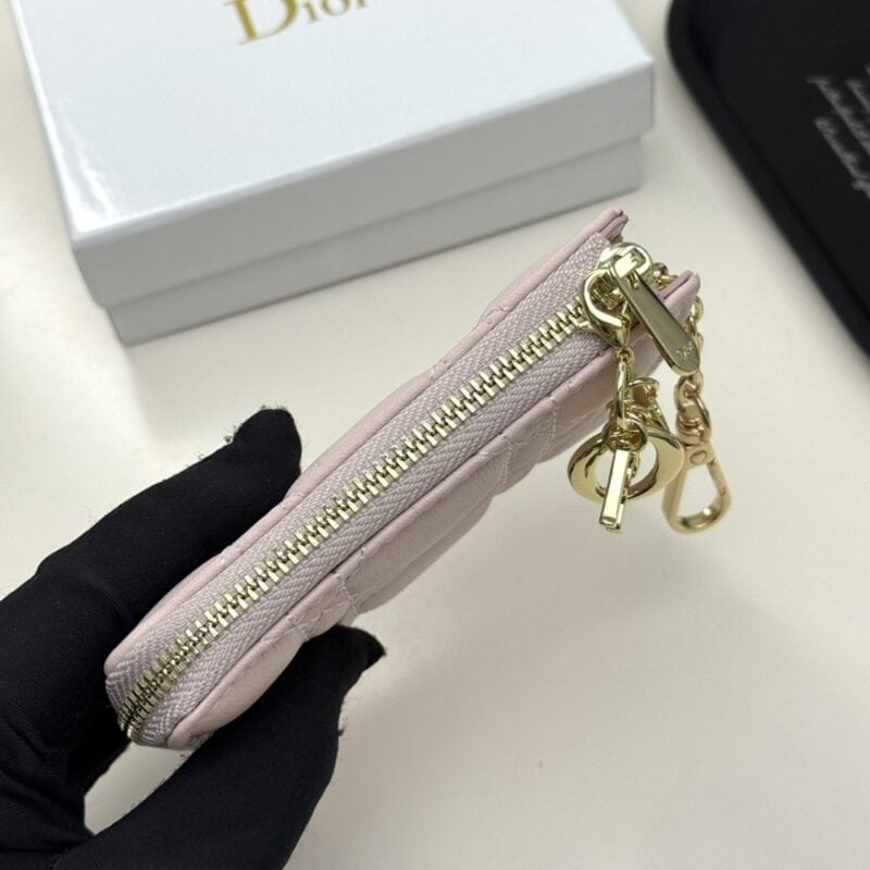 【AT13551】ディオール Ladyシリーズ ピンク羊革財布 エレガントなダイヤモンド模様 | Dior Paris