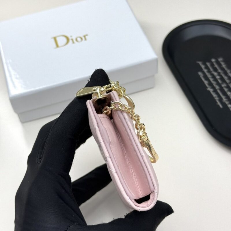 【AT13551】ディオール Ladyシリーズ ピンク羊革財布 エレガントなダイヤモンド模様 | Dior Paris