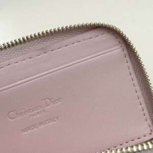 【AT13551】ディオール Ladyシリーズ ピンク羊革財布 エレガントなダイヤモンド模様 | Dior Paris