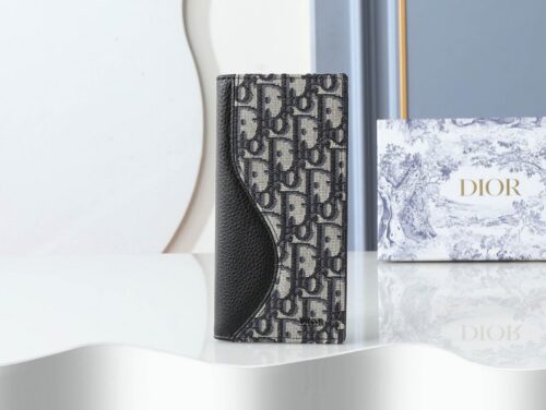 【AT13889】Dior ディオール高級長財布 - ブラックカーフレザーとObliqueプリント生地 - ビジネスエリート向け | Christian Dior