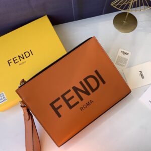 【AT13910】フェンディ ローマ ブラウンレザークラッチバッグ | Fendi Roma