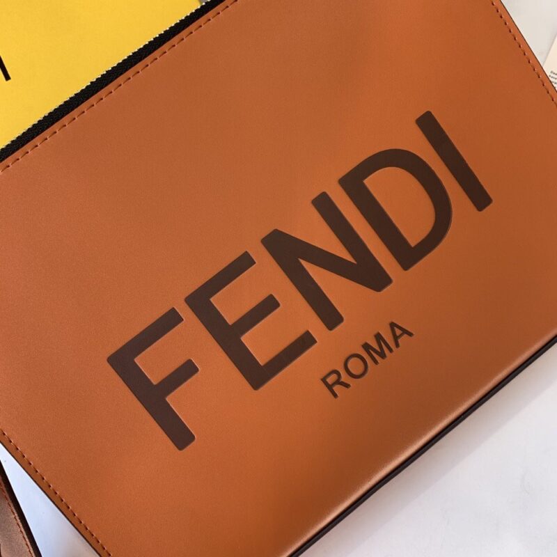 【AT13910】フェンディ ローマ ブラウンレザークラッチバッグ | Fendi Roma