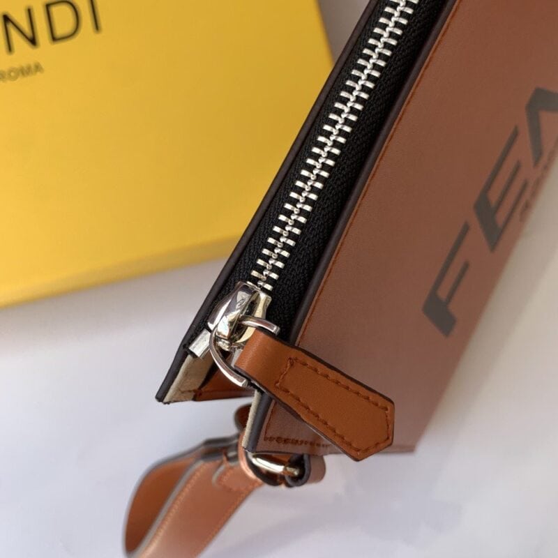 【AT13910】フェンディ ローマ ブラウンレザークラッチバッグ | Fendi Roma