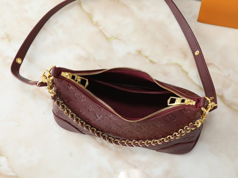 【AT13921】ルイ・ヴィトンのブローニュハンドバッグ - ゴールドチェーンデザインとワインレッドカラー | Louis Vuitton Paris
