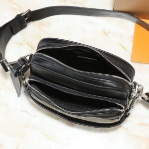 【AT13922】ルイ・ヴィトンLV黒牛革ハンドバッグ パール飾りリベット装飾付き | Louis Vuitton Malletier