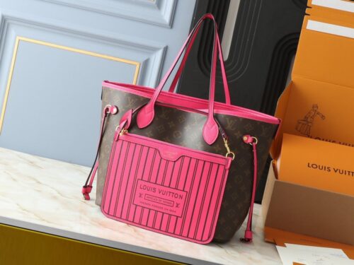 【AT13931】ルイ・ヴィトンのNeverfullシリーズ ダミエ･アズール ローズ レッド ハンドバッグ | Louis Vuitton Paris
