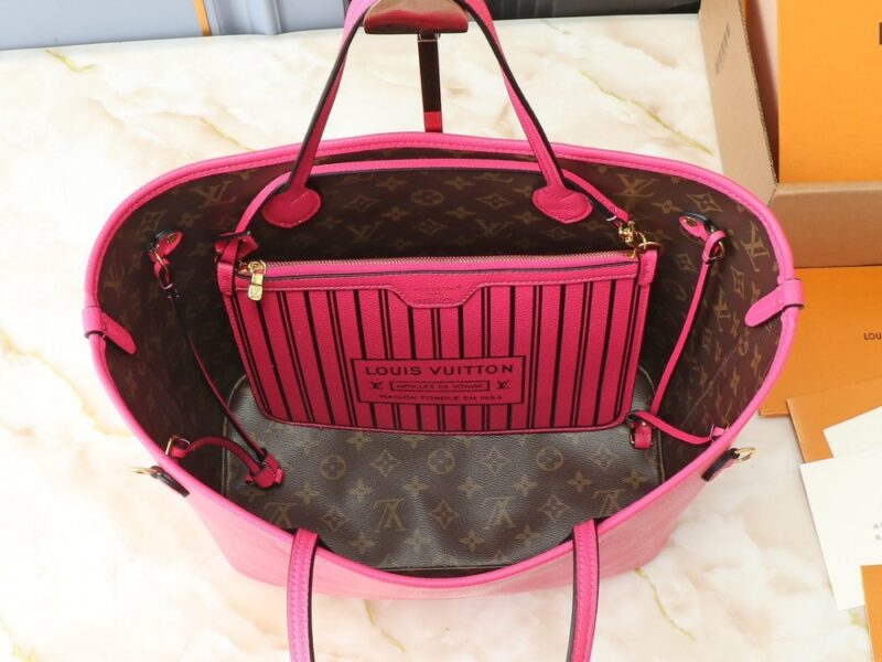 【AT13931】ルイ・ヴィトンのNeverfullシリーズ ダミエ･アズール ローズ レッド ハンドバッグ | Louis Vuitton Paris