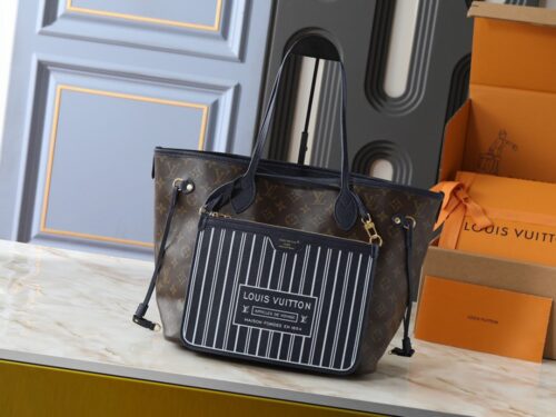 【AT13933】ルイ・ヴィトンNeverfullバッグ：エレガントなDamier Azur素材のハイエンドなバッグ | LV