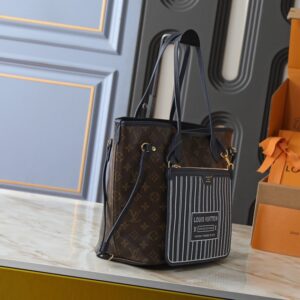 【AT13933】ルイ・ヴィトンNeverfullバッグ：エレガントなDamier Azur素材のハイエンドなバッグ | LV