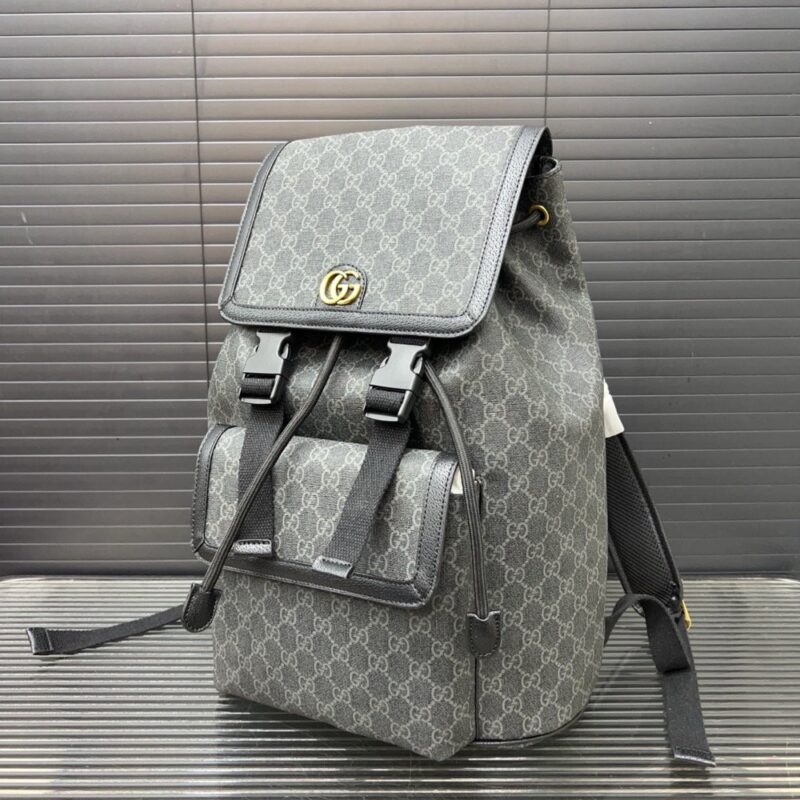【AT14124】グッチOphidiaシリーズ リュックサック - 高級GGプリント生地とダブルバックルデザイン | Gucci