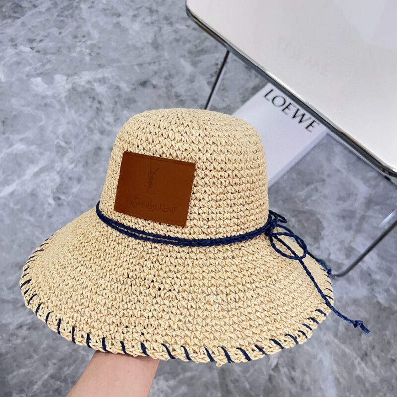 【AT1600】【YSLサンローラン】2024新作、シャネル風蝶ネクタイ付き編み度休暇風バケットハット、街や旅行にぴったりの一品