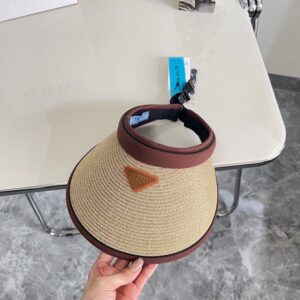 【AT1613】💛防塵バッグ付き【PRADAプラダ】2024夏の新作カラーブロック高級編み帽子～男女兼用～日よけUVカット。