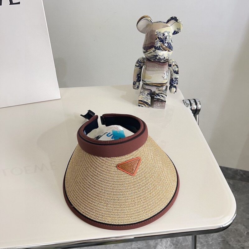 【AT1613】💛防塵バッグ付き【PRADAプラダ】2024夏の新作カラーブロック高級編み帽子～男女兼用～日よけUVカット。