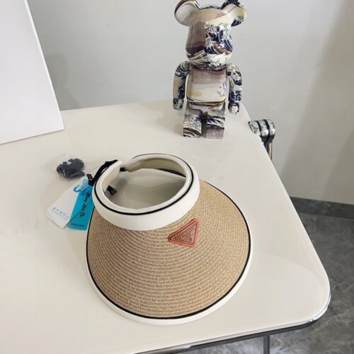 【AT1614】PRADAの2024年夏の新作カラーブロック高級編み帽子〜メンズ/レディース〜日よけUVカット付き