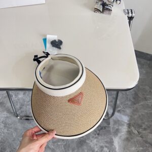 【AT1614】PRADAの2024年夏の新作カラーブロック高級編み帽子〜メンズ/レディース〜日よけUVカット付き