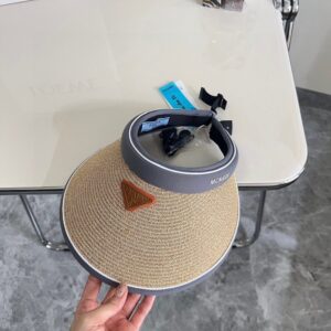 【AT1615】PRADAの2024年夏の新作、カラフルな高級編み空目帽子～男女兼用～日焼け防止対策付き。