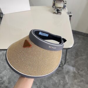 【AT1615】PRADAの2024年夏の新作、カラフルな高級編み空目帽子～男女兼用～日焼け防止対策付き。