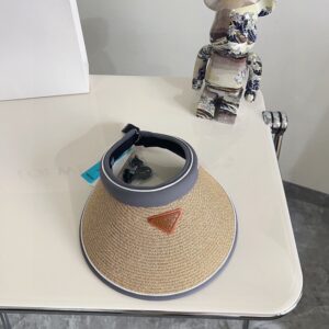 【AT1615】PRADAの2024年夏の新作、カラフルな高級編み空目帽子～男女兼用～日焼け防止対策付き。