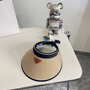 【AT1616】PRADAの2024年夏の新作カラーブロックニットつば広帽子〜男女兼用〜日焼け止めUVカット対応！