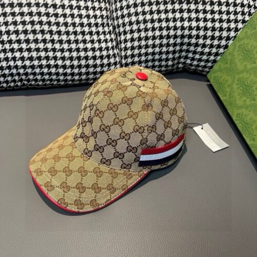 【AT1664】ボックス、布袋付き、Gucciの新しいオリジナルの野球帽、3色の編みリボン、キャンバス素材+最上級の牛革、赤いレザーボーダーでカッコいいファッション、代理購入が人気で、男女どちらでも使える万能なデザイン、品質は最高です！基本的なヘッドサイズは56、ノッチ調整可能。