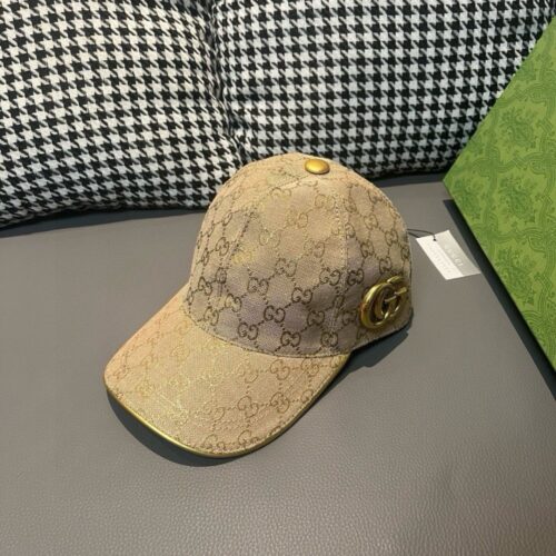 【AT1681】パッケージ付きの布袋と、Gucci（グッチ）の新しいオリジナルの野球帽、金属製のダブルG、最新の店頭仕様、キャンバス生地+最上級の牛革を使用！品質が素晴らしく、基本的な頭囲は56ですが、パッチを調整できます。