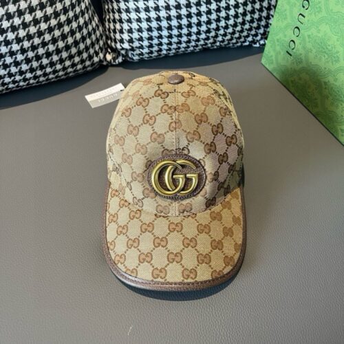 【AT1682】包装用の布バッグが付いています。Gucci（グッチ）の新作オリジナルのベースボールキャップ、金属製のダブルG、最新の店頭展示品、キャンバス生地+最上級の牛革を使用しています！品質は抜群で、基本的なヘッドサイズは56ですが、パッチを調整できます。