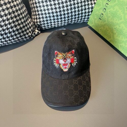 【AT1685】この文はボックスと布袋で一緒に送られます。Gucci（グッチ）の新作オリジナルボールキャップ、猫の刺繍、重い刺繍、細部は専門店に匹敵するクオリティーです。帆布と頭皮の革、品質は最高です！おしゃれな男性と美しい女性のおすすめ、トレンドのマストアイテム。基本的なヘッドサイズは56で、パッチは調節可能です。