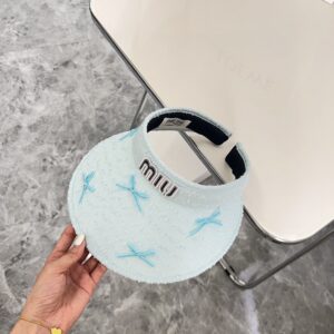 【AT1704】MIUMIUの2024夏の新作、蝶ネクタイが可愛らしい日除け帽子🔅特別なデザイン、夏のおすすめ 商品