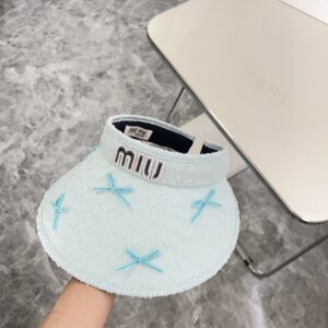 【AT1704】MIUMIUの2024夏の新作、蝶ネクタイが可愛らしい日除け帽子🔅特別なデザイン、夏のおすすめ 商品