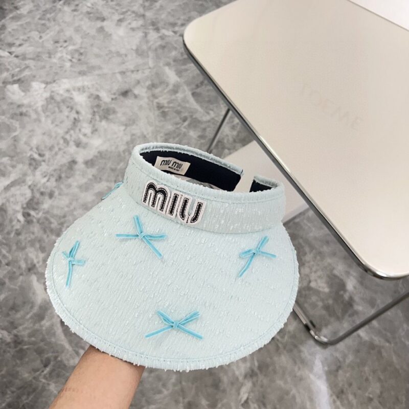 【AT1704】MIUMIUの2024夏の新作、蝶ネクタイが可愛らしい日除け帽子🔅特別なデザイン、夏のおすすめ 商品