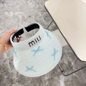 【AT1704】MIUMIUの2024夏の新作、蝶ネクタイが可愛らしい日除け帽子🔅特別なデザイン、夏のおすすめ 商品