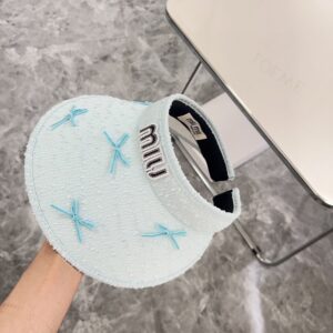 【AT1704】MIUMIUの2024夏の新作、蝶ネクタイが可愛らしい日除け帽子🔅特別なデザイン、夏のおすすめ 商品