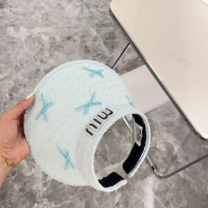 【AT1704】MIUMIUの2024夏の新作、蝶ネクタイが可愛らしい日除け帽子🔅特別なデザイン、夏のおすすめ 商品