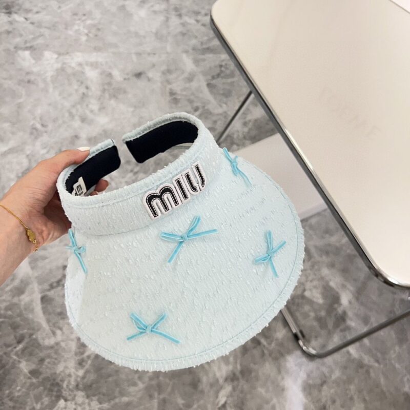 【AT1704】MIUMIUの2024夏の新作、蝶ネクタイが可愛らしい日除け帽子🔅特別なデザイン、夏のおすすめ 商品