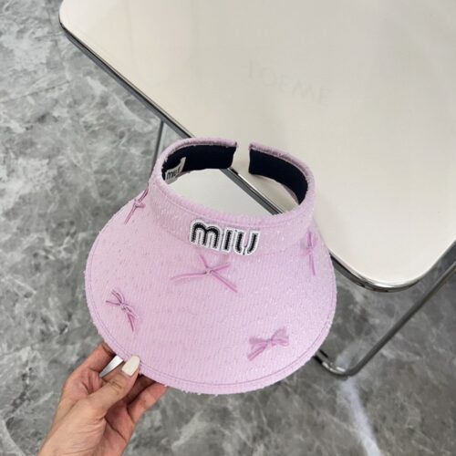 【AT1705】💛防塵バッグ付き 【MIUMIUミュウミュウ】2024夏新作バタフライリボンキュートサンハット 空底帽子🔅ユニークなデザイン、夏にぴったりの選択肢